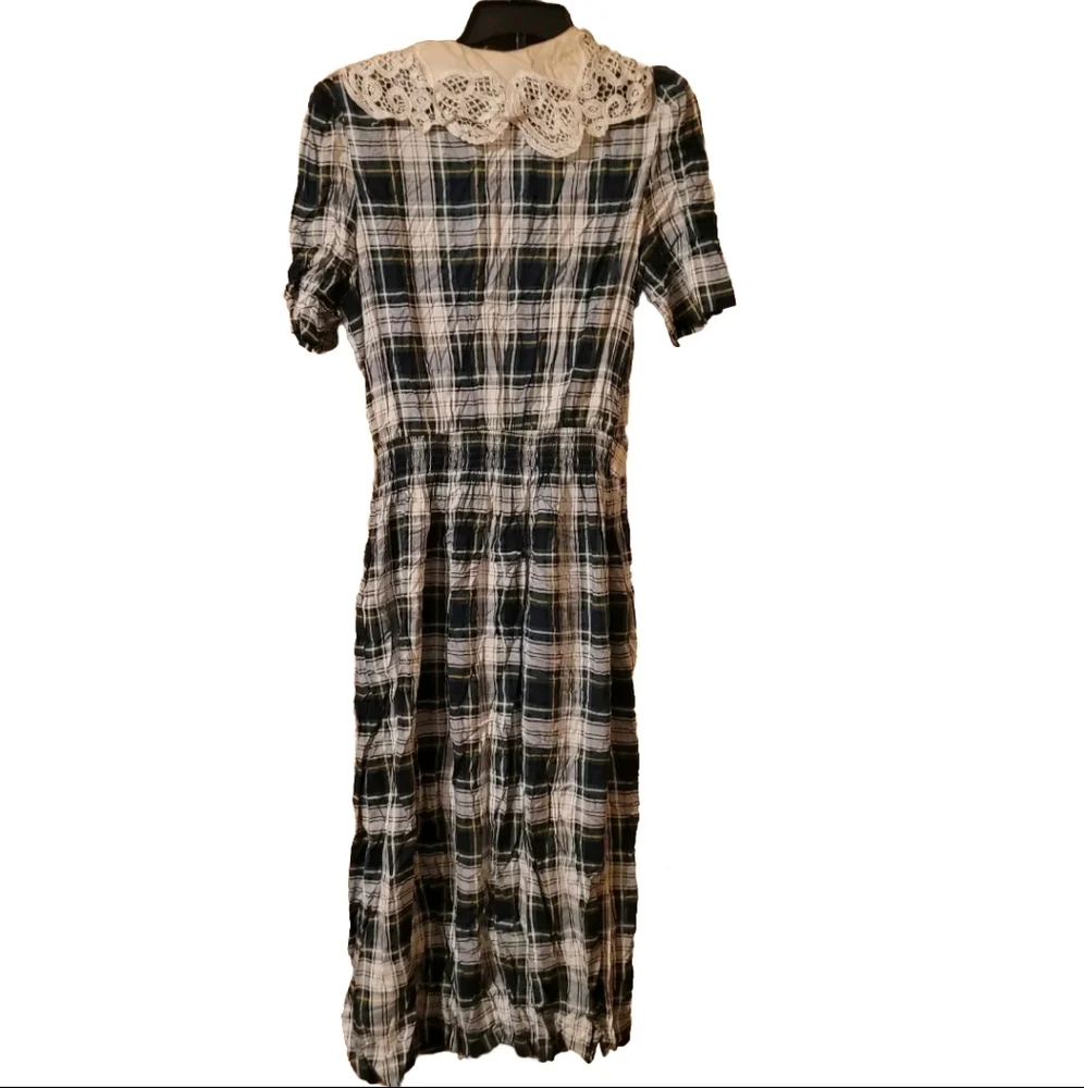 Vintage L.G. Star Womens  Plaid Dress Size 14 BlueWhite NEW - Picture 2 of 11